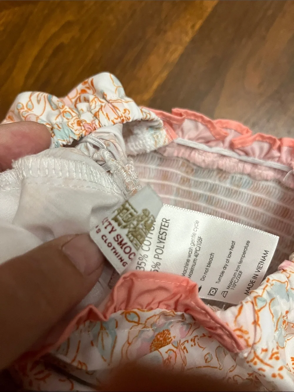 Cute Floral Peach Ruffled One-Piece for Kids
